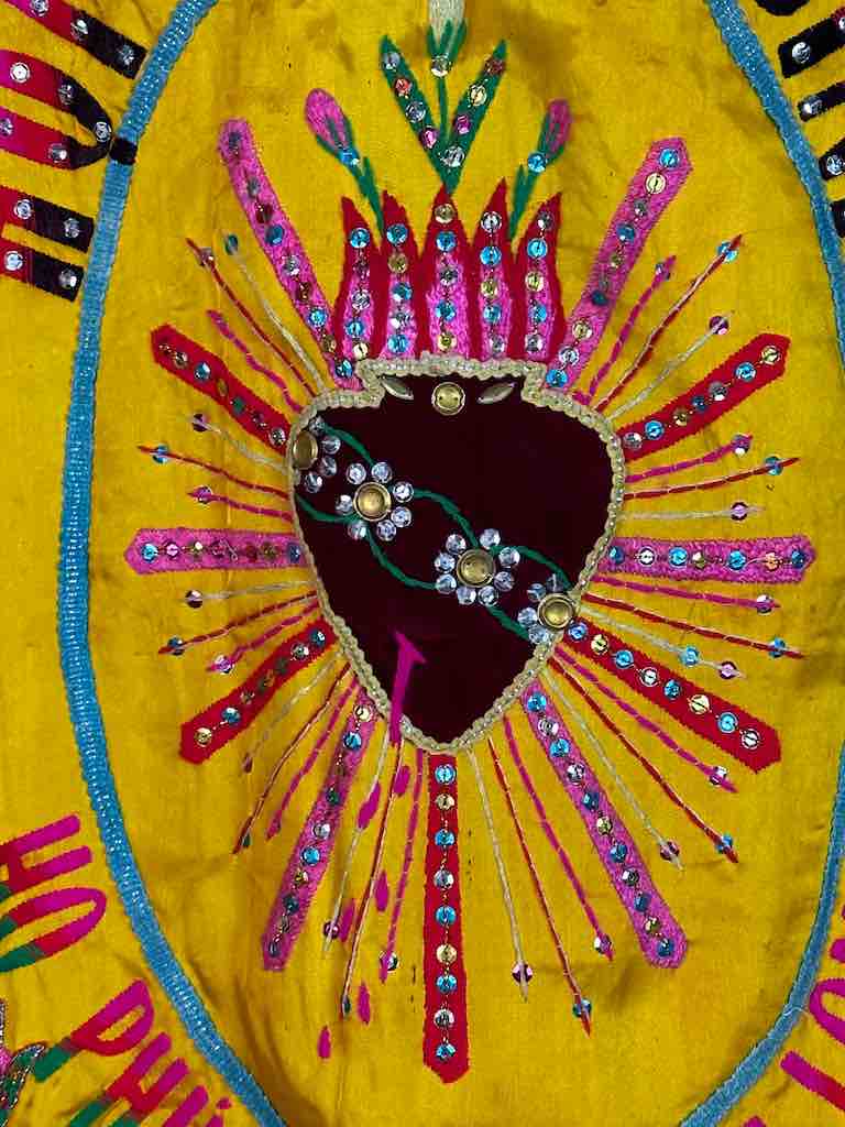 Antique Vietnamese Catholic Virgin Mary Banner Authentic Ecclesiastical Cloth