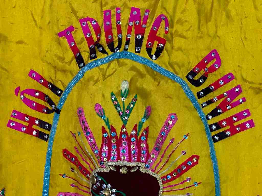 Antique Vietnamese Catholic Virgin Mary Banner Authentic Ecclesiastical Cloth