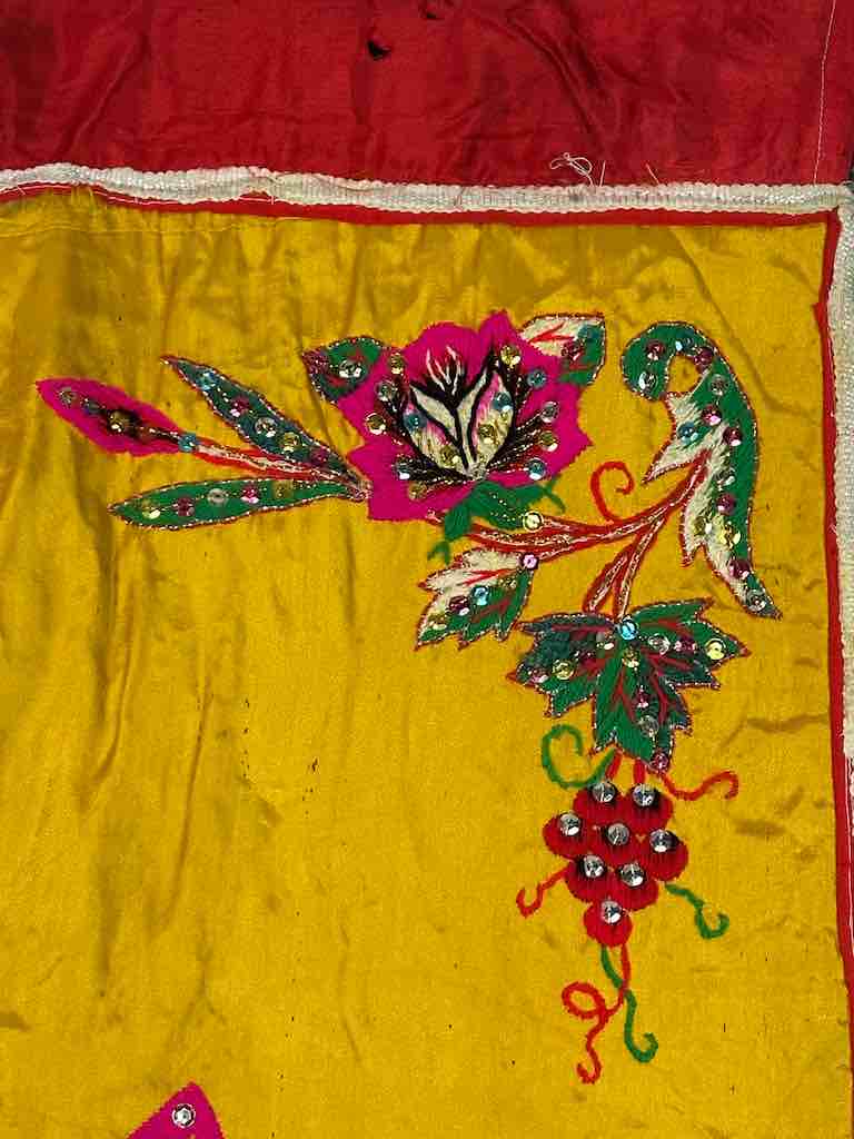 Antique Vietnamese Catholic Virgin Mary Banner Authentic Ecclesiastical Cloth