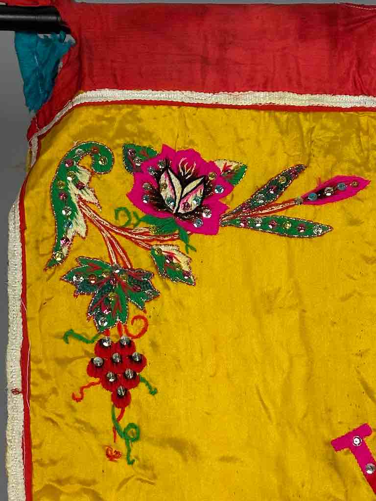 Antique Vietnamese Catholic Virgin Mary Banner Authentic Ecclesiastical Cloth