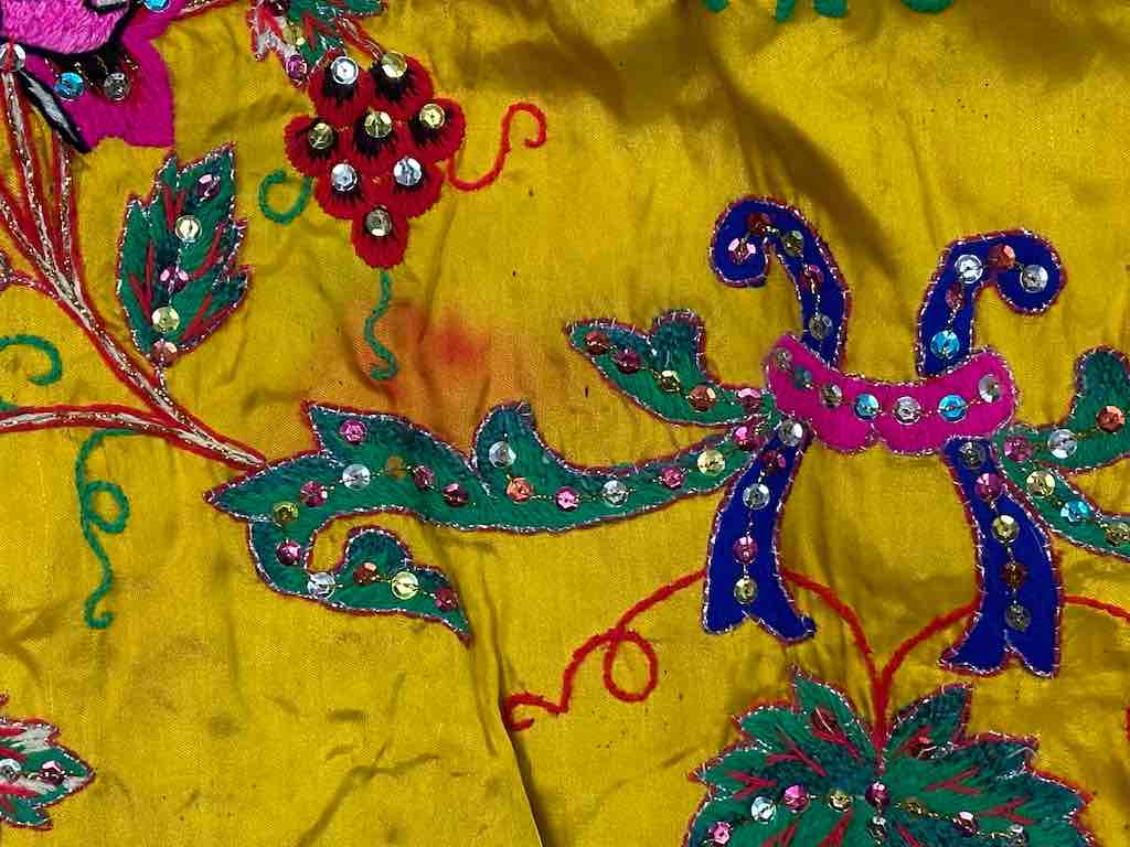Antique Vietnamese Catholic Virgin Mary Banner Authentic Ecclesiastical Cloth