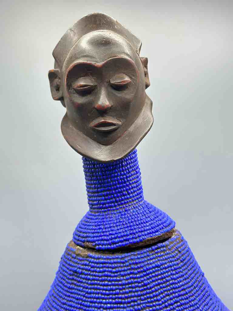Congolese Beaded Decor Gourd from Kenya Africa - Violet
