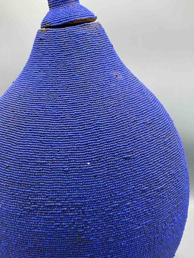 Congolese Beaded Decor Gourd from Kenya Africa - Violet