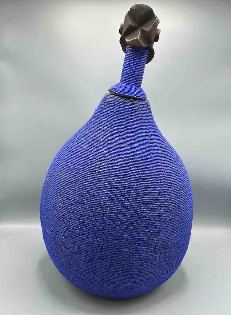 Congolese Beaded Decor Gourd from Kenya Africa - Violet