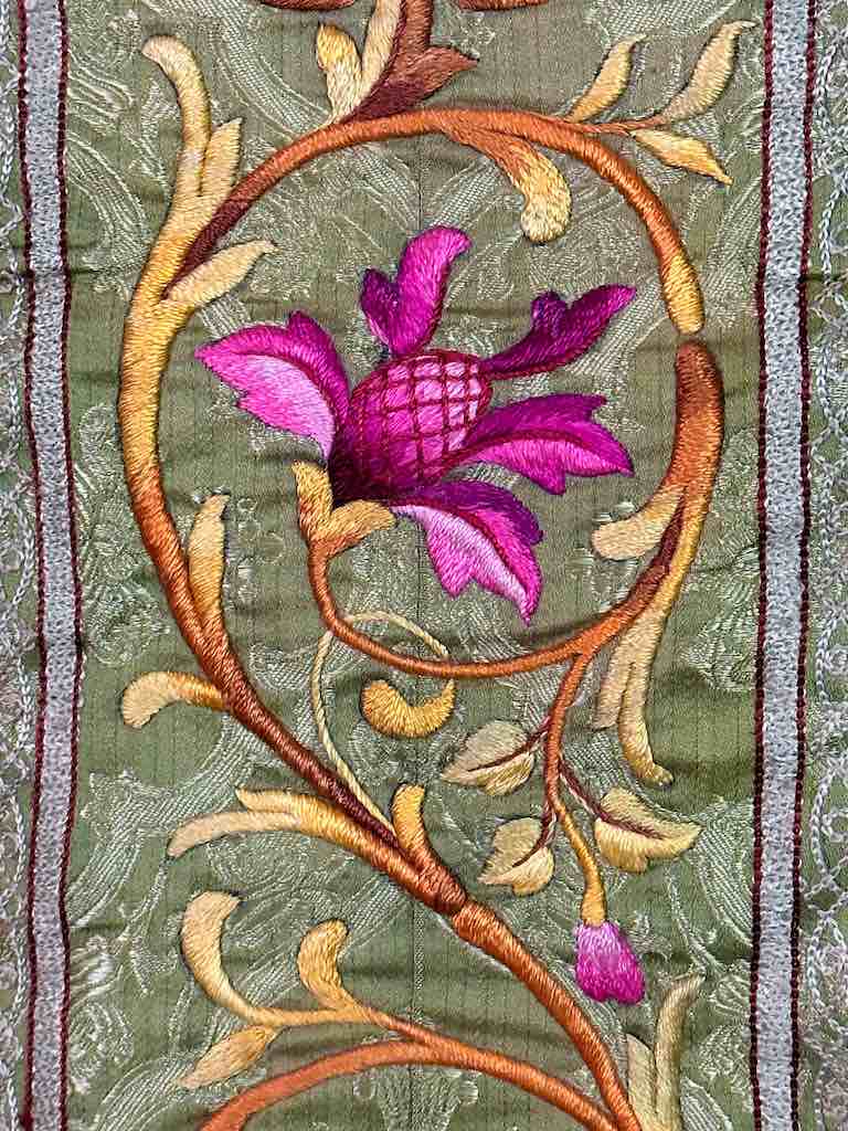 Antique Vietnamese Catholic Sacred Heart Cross Design Chasuble Authentic Ecclesiastical Garment