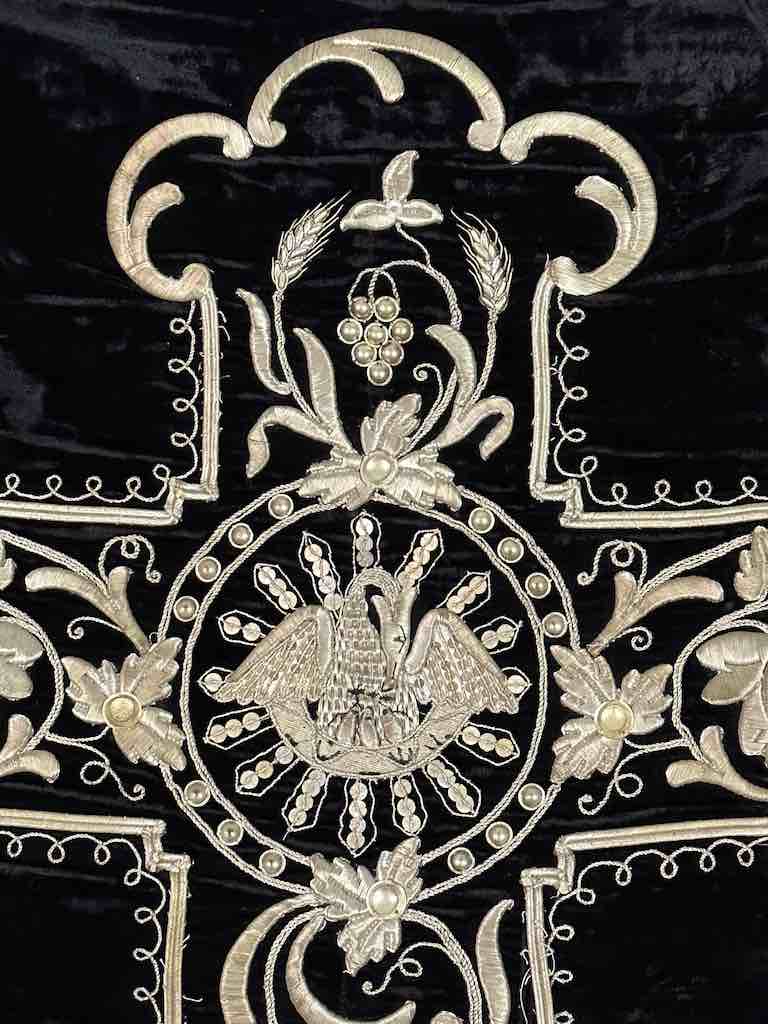 Antique Vietnamese Catholic Nurturing Bird Cross Design Chasuble Authentic Ecclesiastical Garment