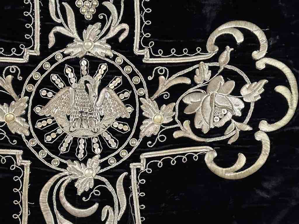 Antique Vietnamese Catholic Nurturing Bird Cross Design Chasuble Authentic Ecclesiastical Garment
