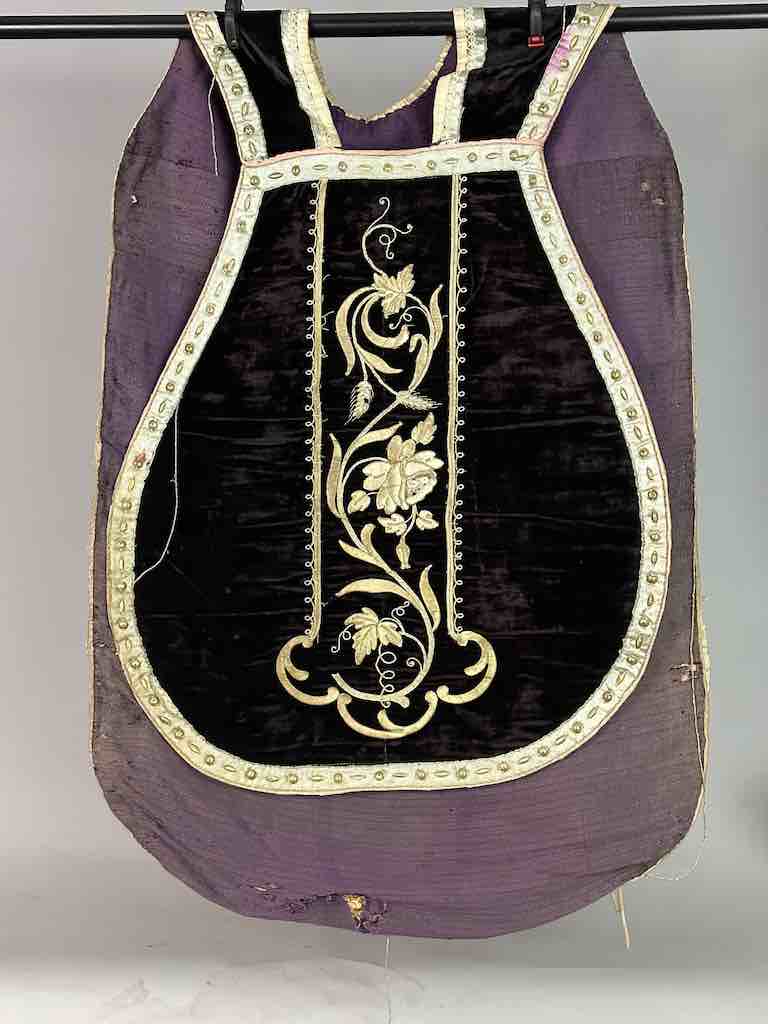 Antique Vietnamese Catholic Nurturing Bird Cross Design Chasuble Authentic Ecclesiastical Garment