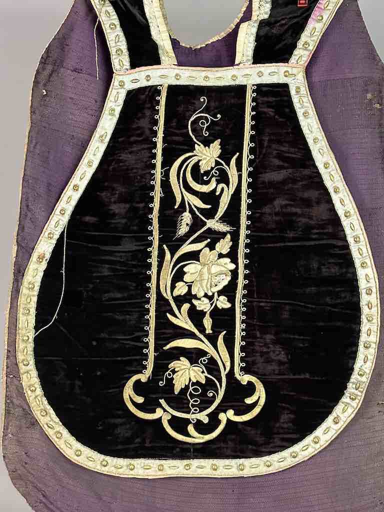 Antique Vietnamese Catholic Nurturing Bird Cross Design Chasuble Authentic Ecclesiastical Garment