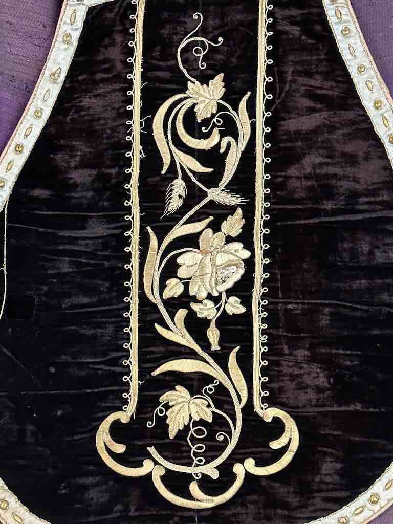 Antique Vietnamese Catholic Nurturing Bird Cross Design Chasuble Authentic Ecclesiastical Garment