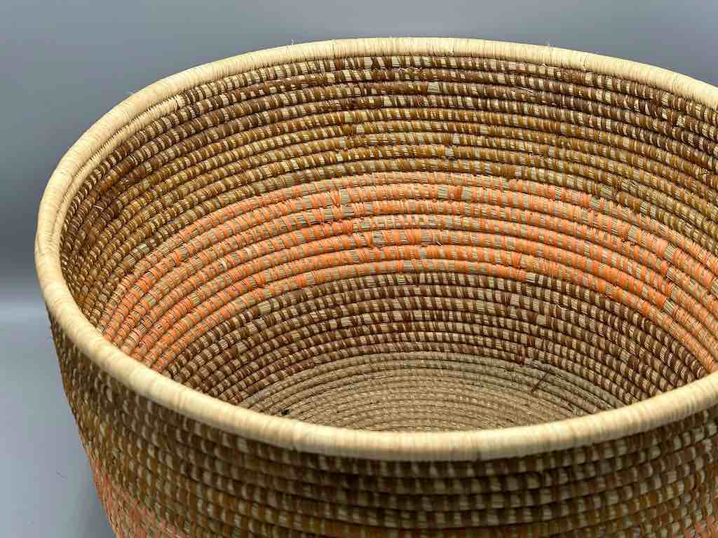 Very Large Deep Batwa Raffia Basket - Uganda