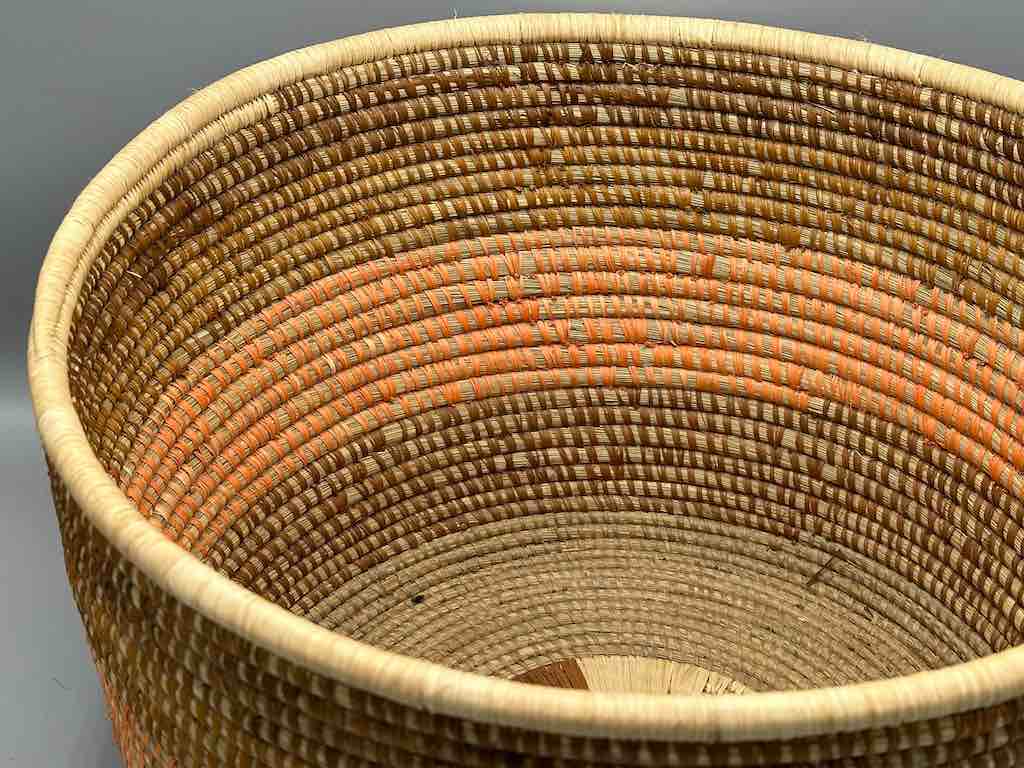 Very Large Deep Batwa Raffia Basket - Uganda