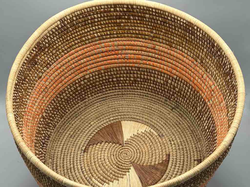 Very Large Deep Batwa Raffia Basket - Uganda