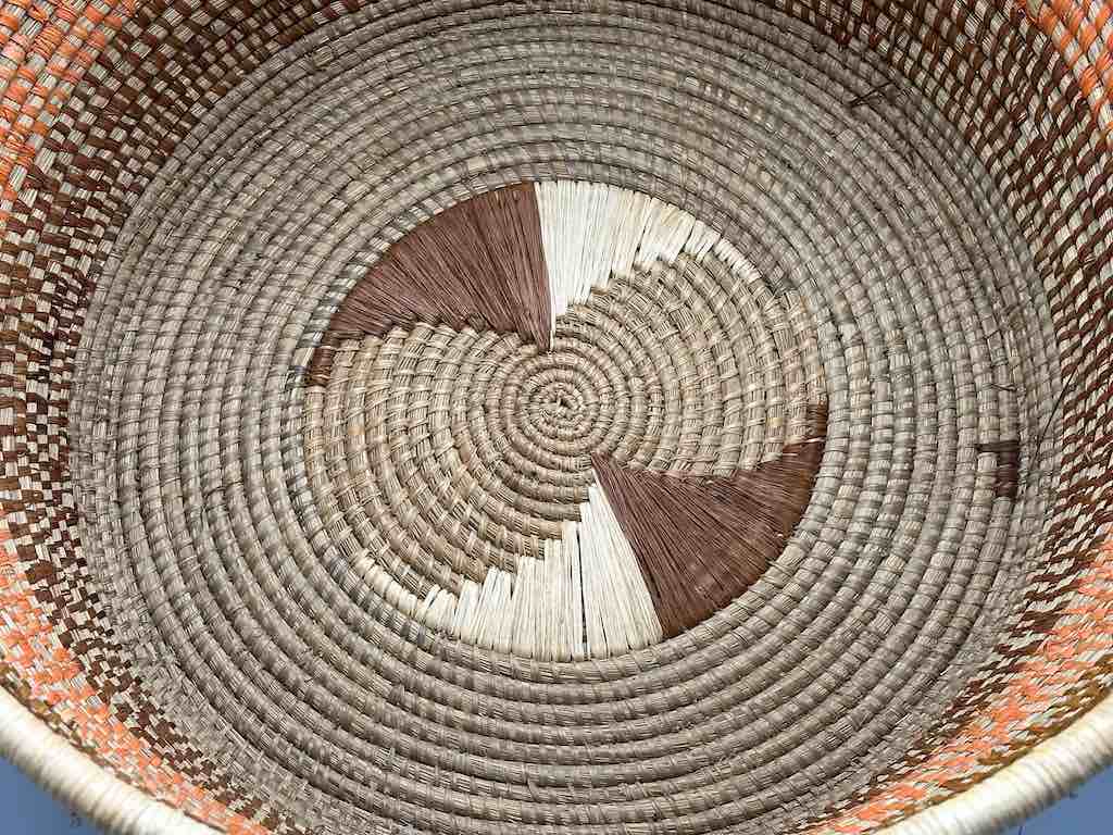 Very Large Deep Batwa Raffia Basket - Uganda