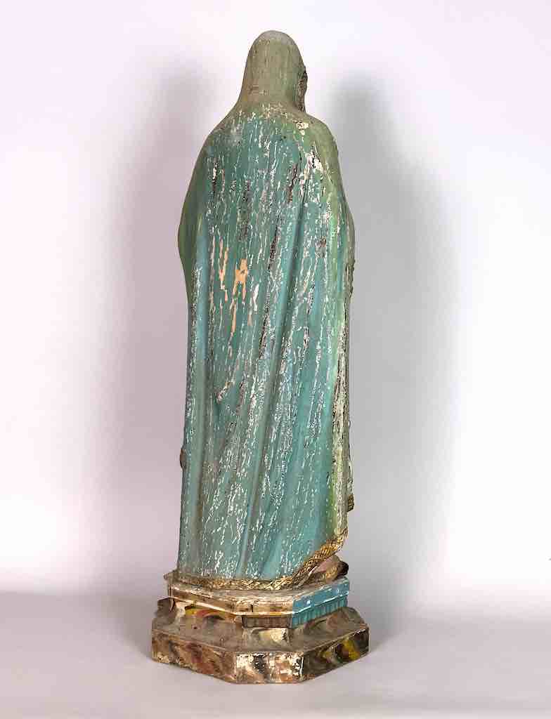 Very Large Antique Vietnamese Catholic Saint Figure Mary & Jesus