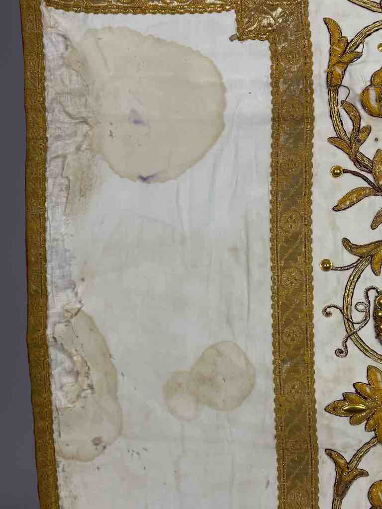 Antique Vietnamese Catholic IHS Cross Design Chasuble Authentic Ecclesiastical Cloth