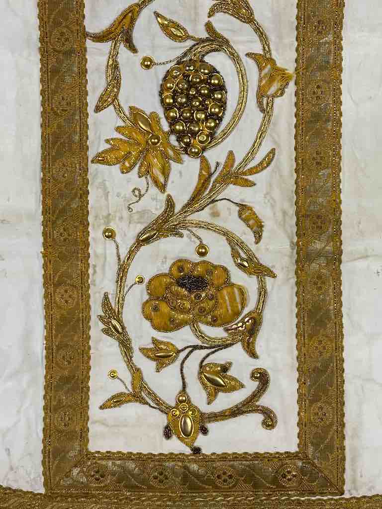 Antique Vietnamese Catholic IHS Cross Design Chasuble Authentic Ecclesiastical Cloth