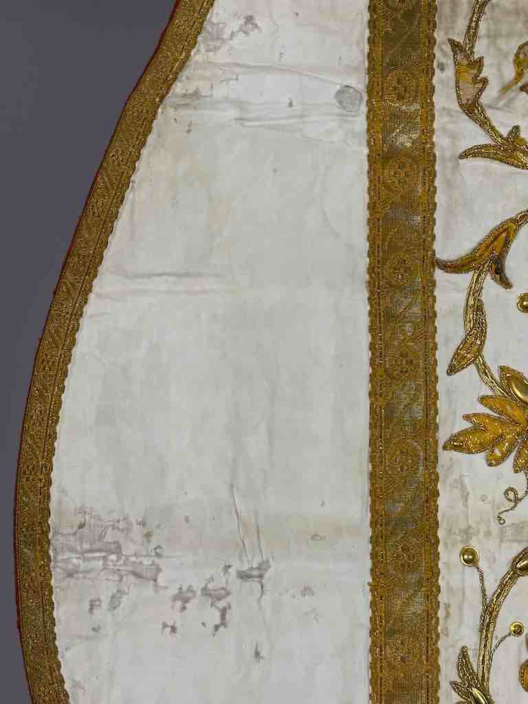 Antique Vietnamese Catholic IHS Cross Design Chasuble Authentic Ecclesiastical Cloth