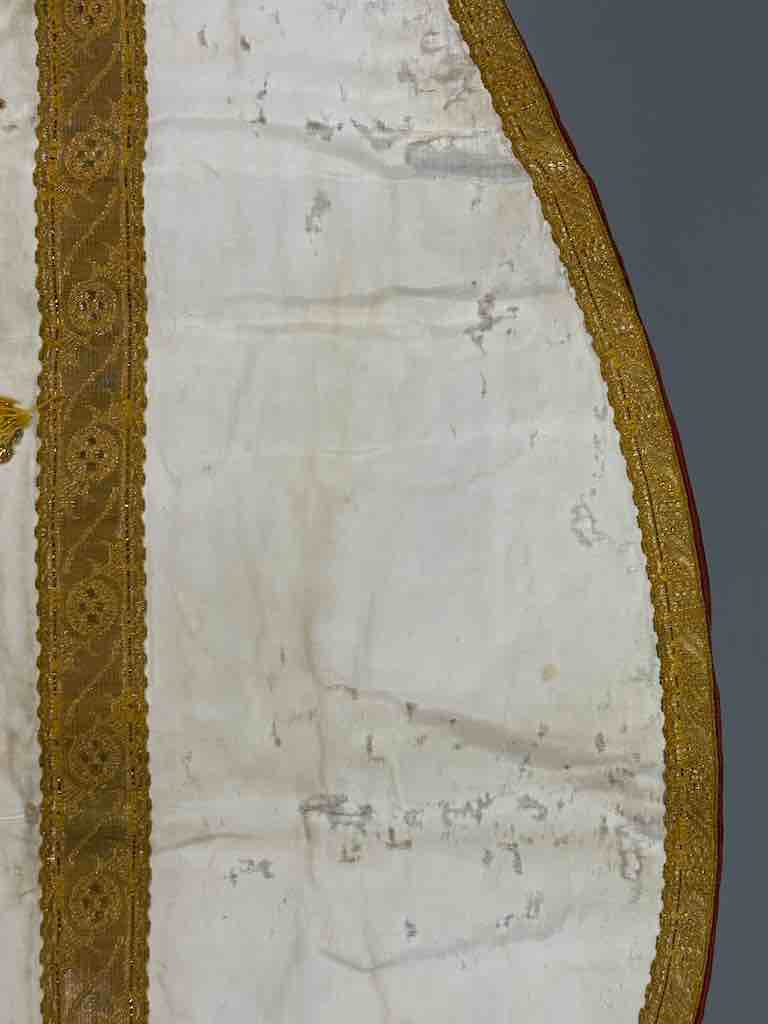 Antique Vietnamese Catholic IHS Cross Design Chasuble Authentic Ecclesiastical Cloth