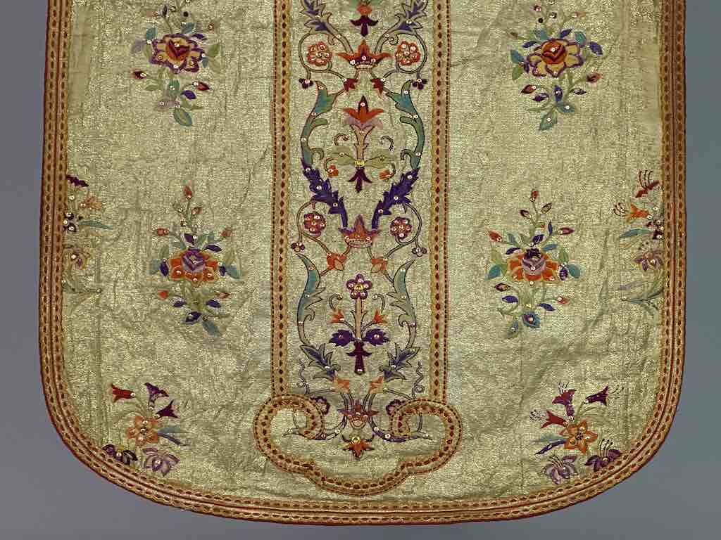 Antique Vietnamese Catholic Sacred Heart Cross Design Chasuble Authentic Ecclesiastical Garment