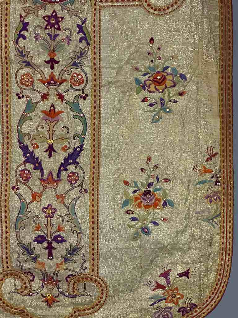 Antique Vietnamese Catholic Sacred Heart Cross Design Chasuble Authentic Ecclesiastical Garment