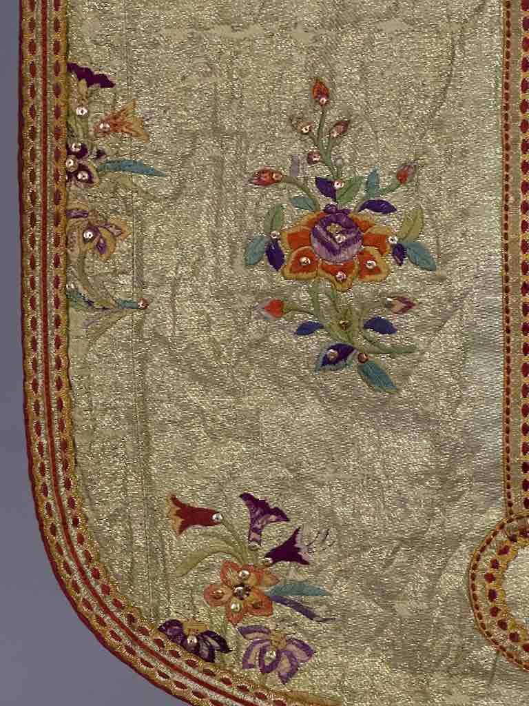 Antique Vietnamese Catholic Sacred Heart Cross Design Chasuble Authentic Ecclesiastical Garment