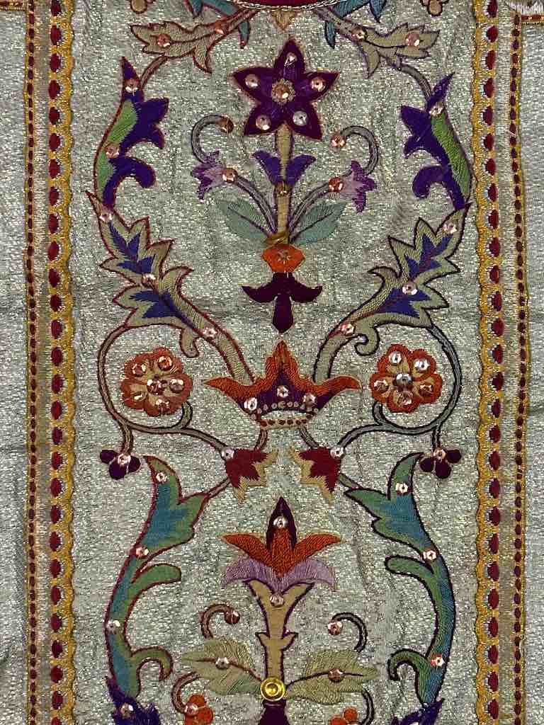 Antique Vietnamese Catholic Sacred Heart Cross Design Chasuble Authentic Ecclesiastical Garment