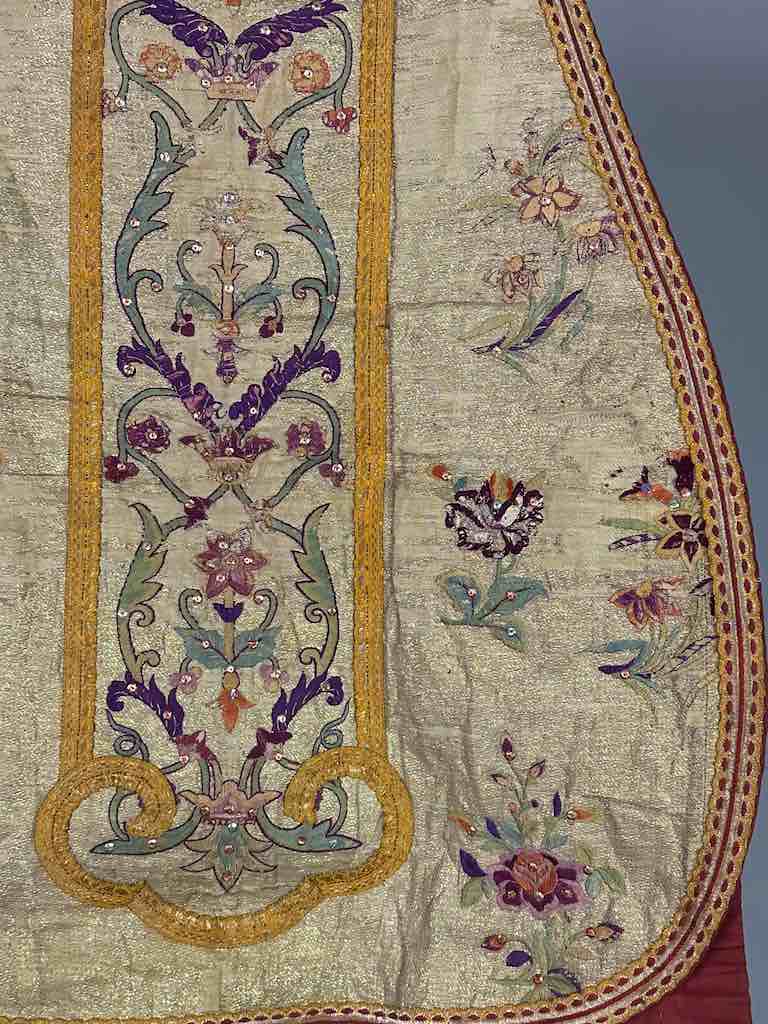 Antique Vietnamese Catholic Sacred Heart Cross Design Chasuble Authentic Ecclesiastical Garment