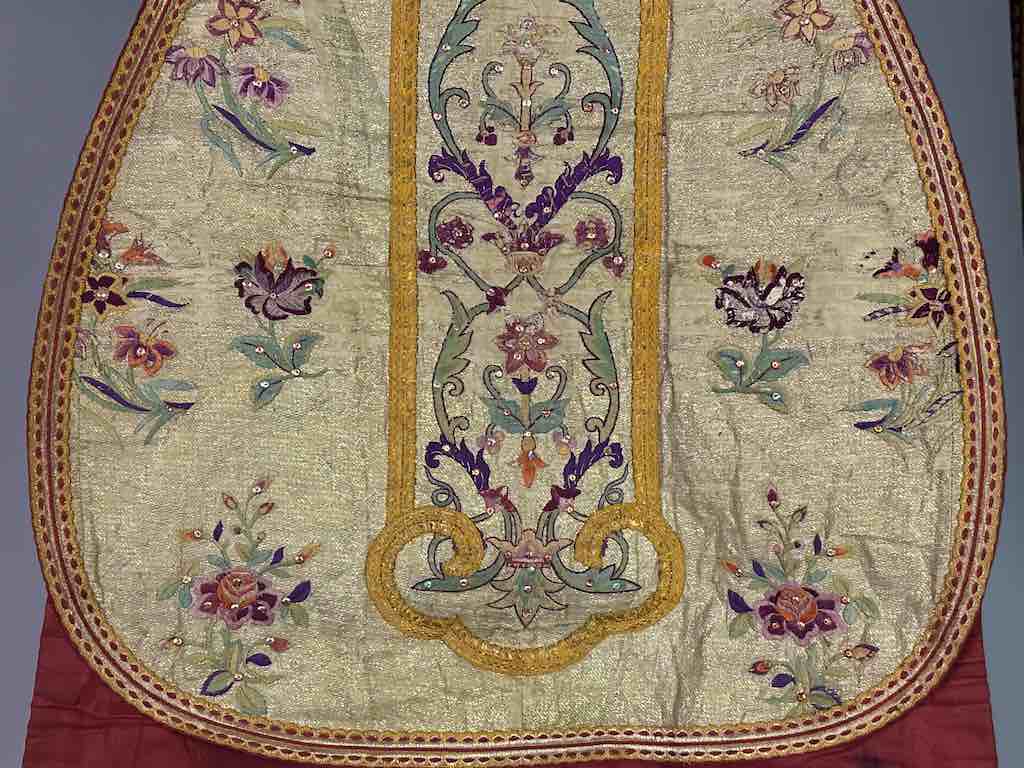 Antique Vietnamese Catholic Sacred Heart Cross Design Chasuble Authentic Ecclesiastical Garment