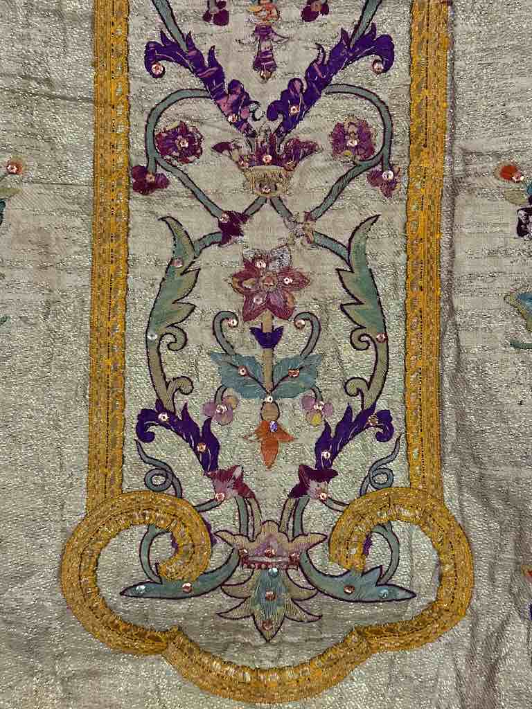 Antique Vietnamese Catholic Sacred Heart Cross Design Chasuble Authentic Ecclesiastical Garment