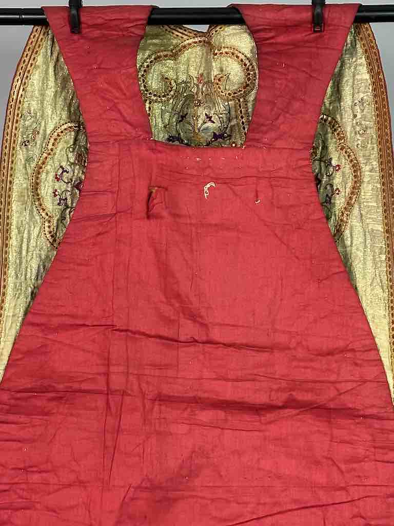 Antique Vietnamese Catholic Sacred Heart Cross Design Chasuble Authentic Ecclesiastical Garment