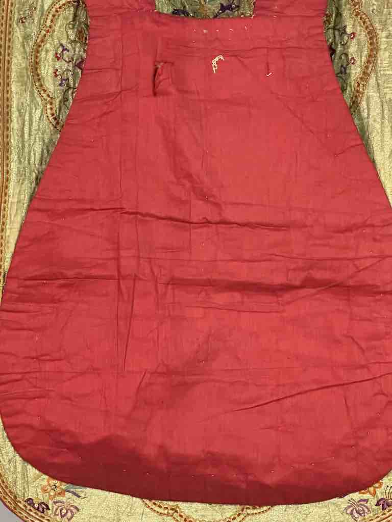 Antique Vietnamese Catholic Sacred Heart Cross Design Chasuble Authentic Ecclesiastical Garment