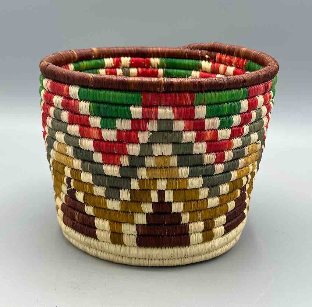Batwa Deep Cylinder Colorful Raffia Basket