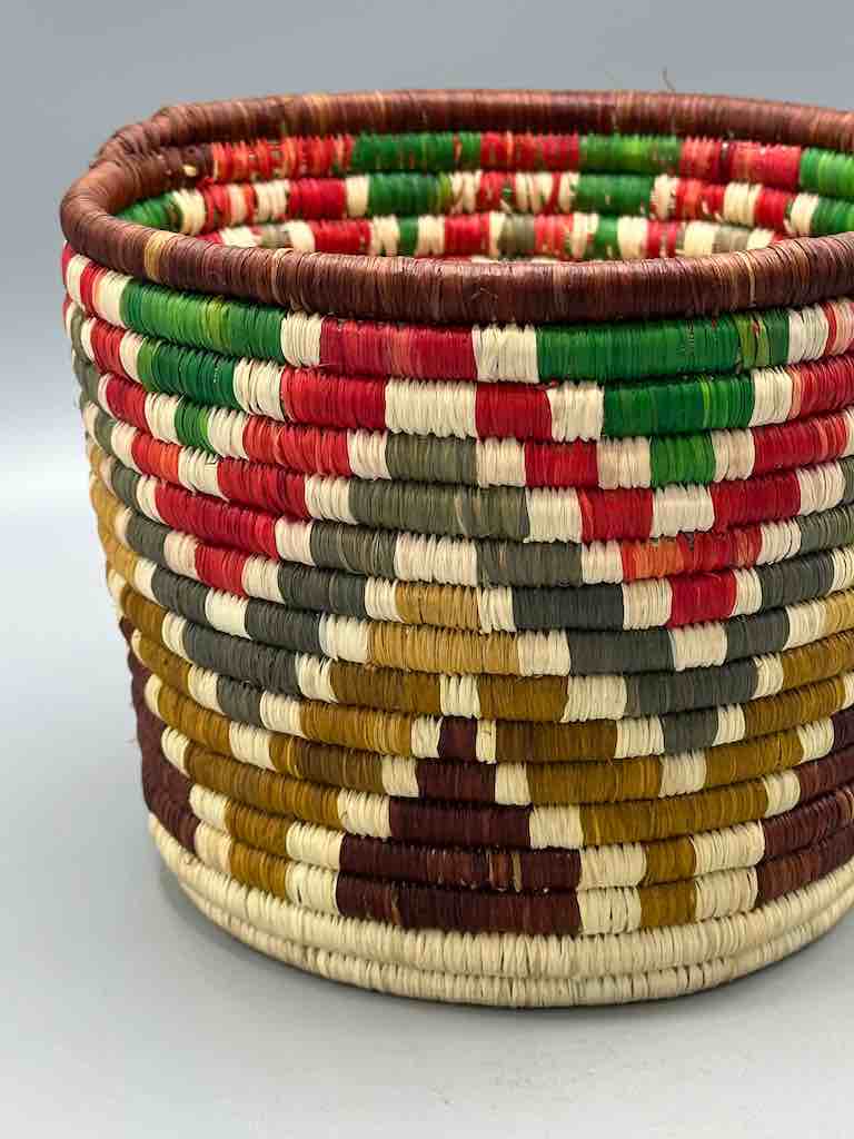 Batwa Deep Cylinder Colorful Raffia Basket