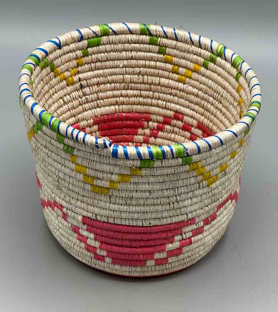 Batwa Colorful Deep Cylinder Raffia Basket