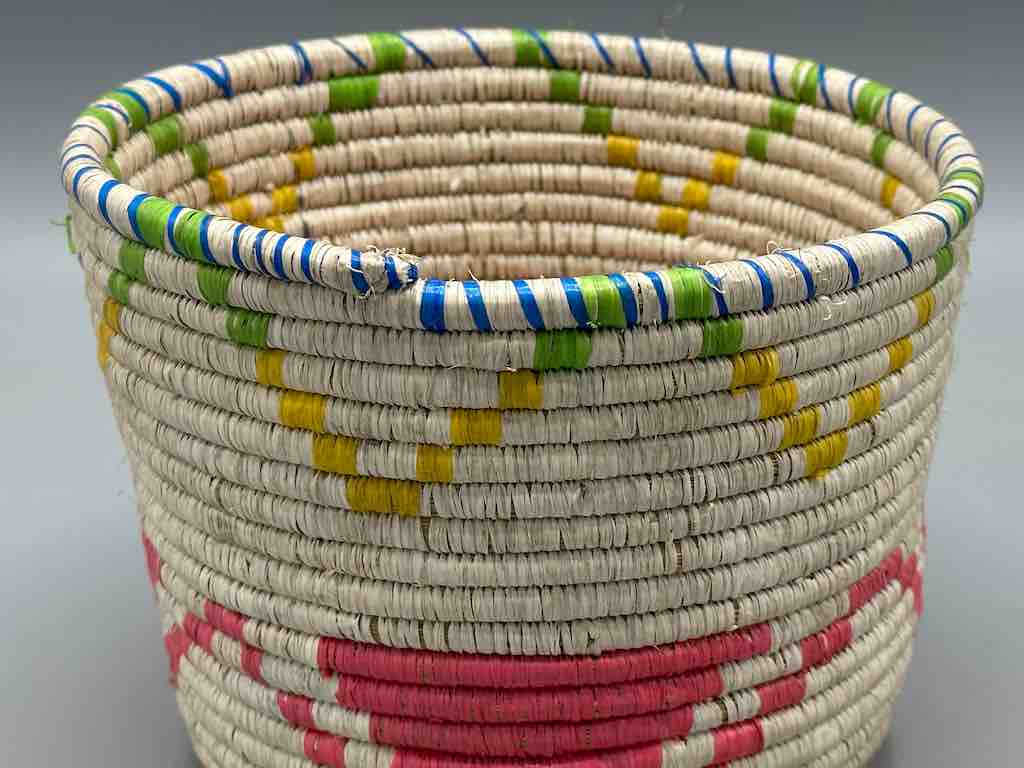Batwa Colorful Deep Cylinder Raffia Basket