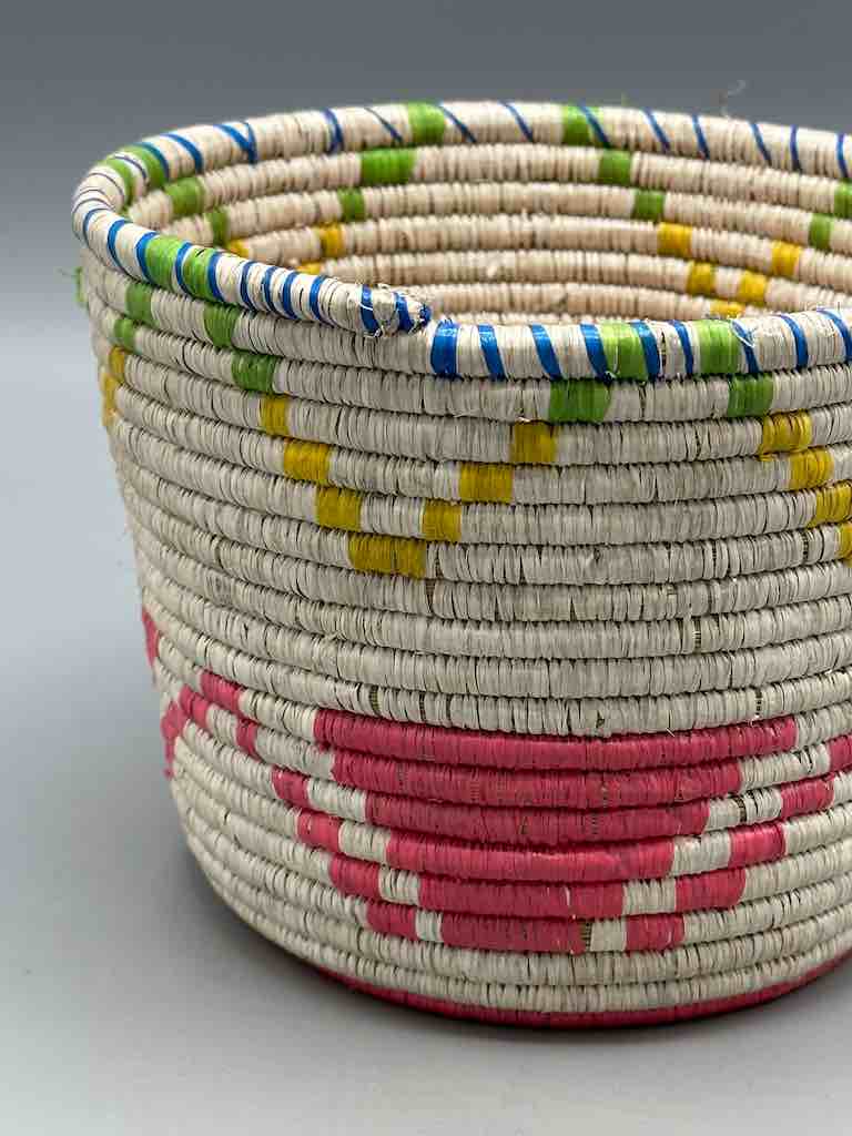 Batwa Colorful Deep Cylinder Raffia Basket