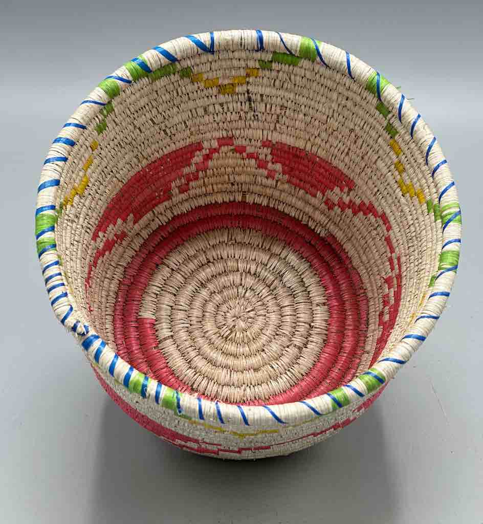 Batwa Colorful Deep Cylinder Raffia Basket