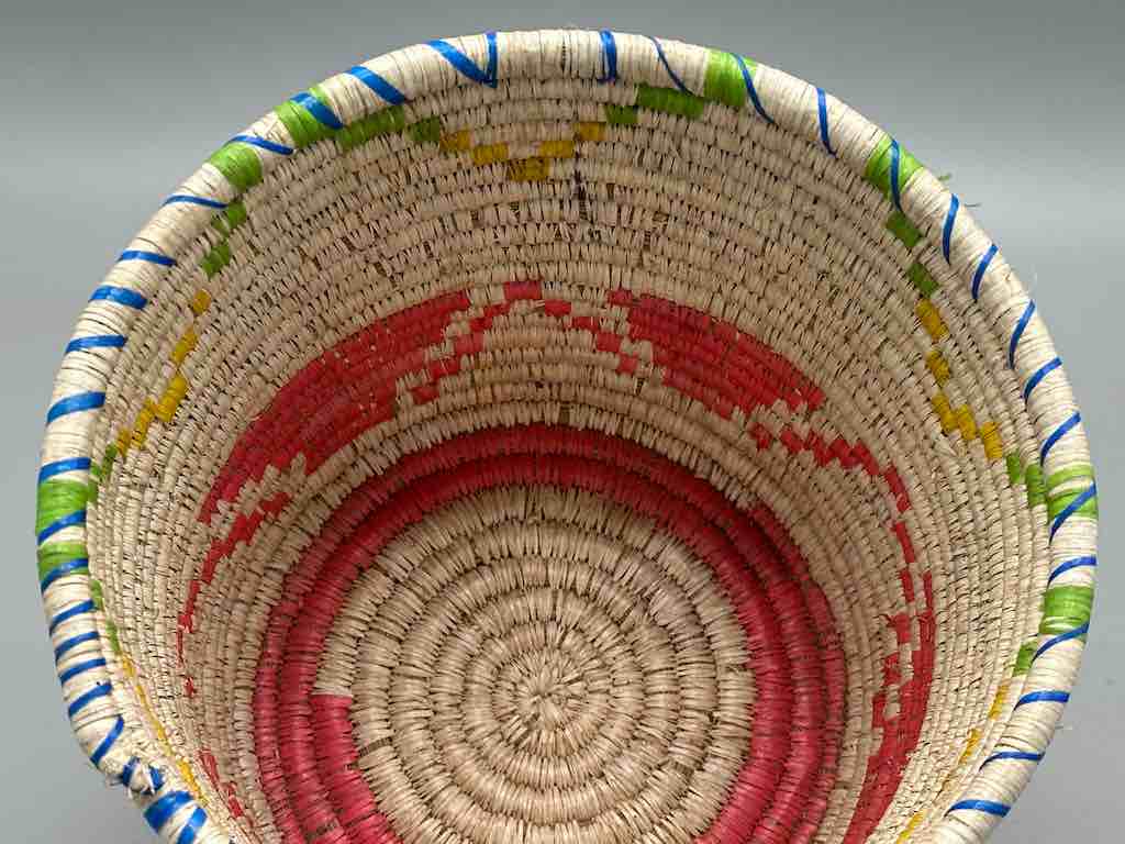 Batwa Colorful Deep Cylinder Raffia Basket
