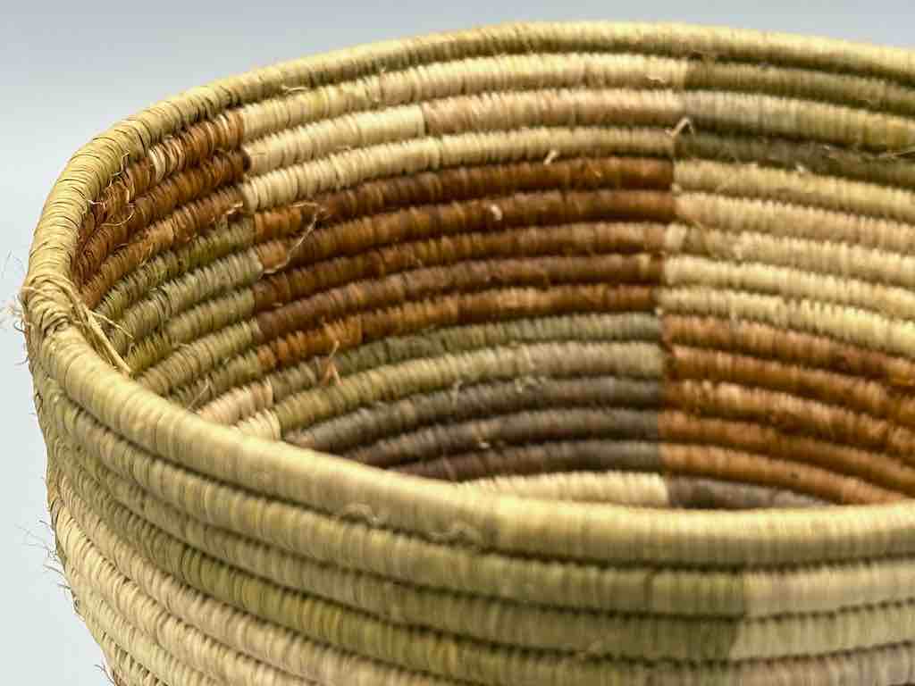 Earth tone checkerboard cylinder tightest weave Batwa basket