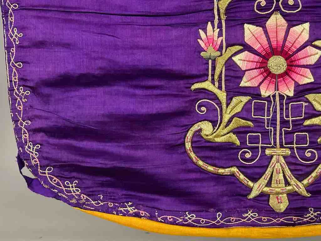 Antique Vietnamese Catholic Nurturing Bird Cross Design Chasuble Authentic Ecclesiastical Garment