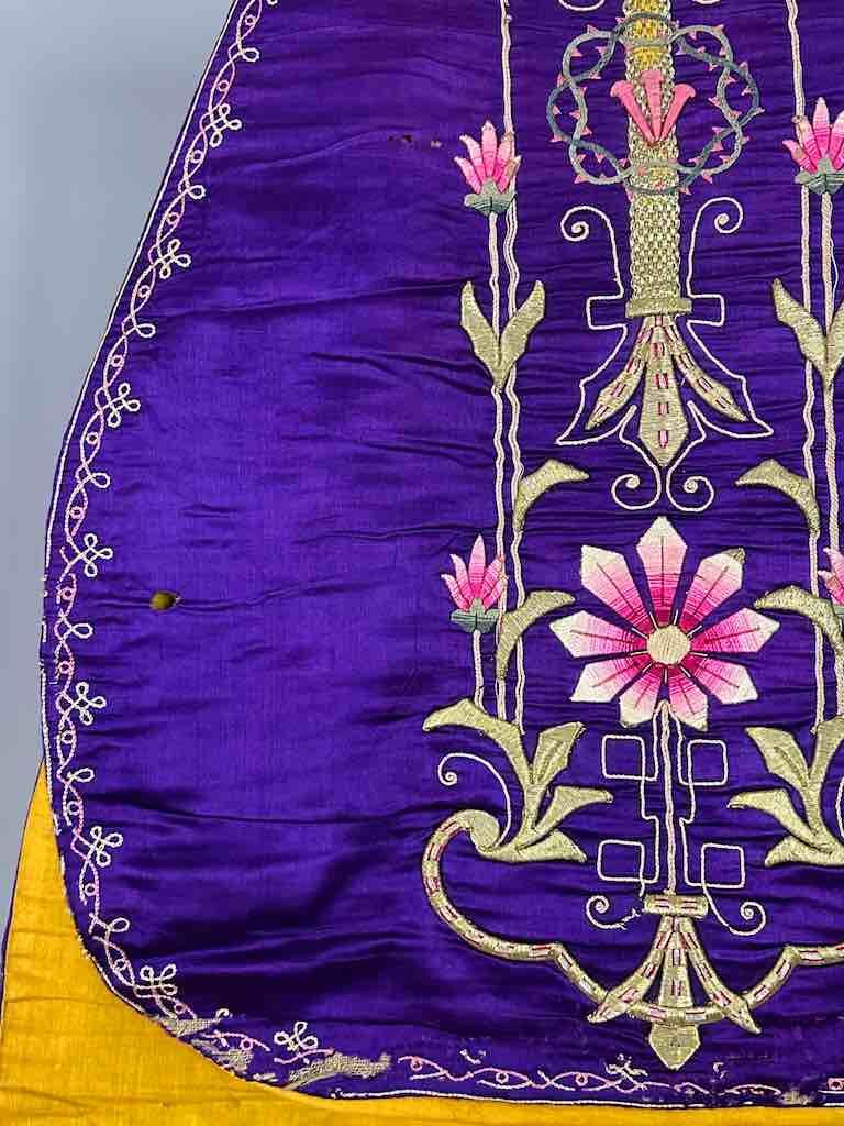 Antique Vietnamese Catholic Nurturing Bird Cross Design Chasuble Authentic Ecclesiastical Garment