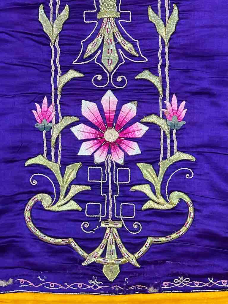 Antique Vietnamese Catholic Nurturing Bird Cross Design Chasuble Authentic Ecclesiastical Garment