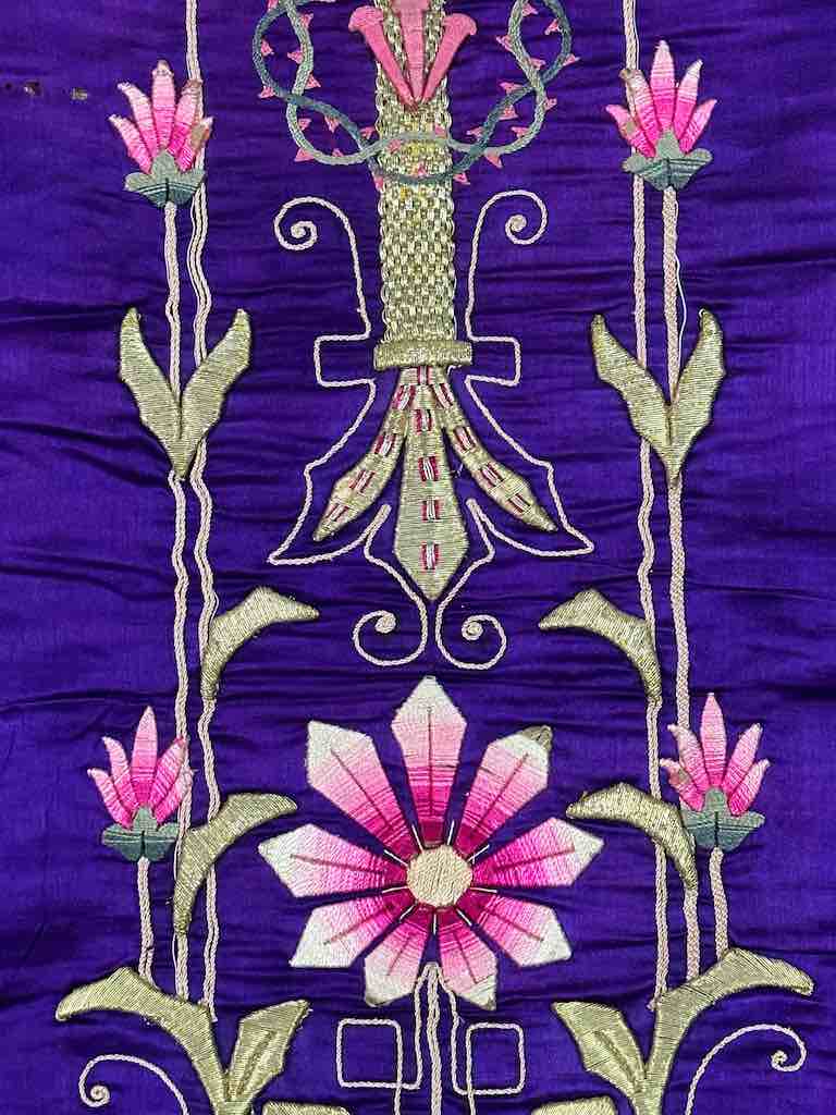 Antique Vietnamese Catholic Nurturing Bird Cross Design Chasuble Authentic Ecclesiastical Garment