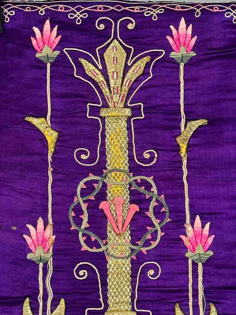 Antique Vietnamese Catholic Nurturing Bird Cross Design Chasuble Authentic Ecclesiastical Garment