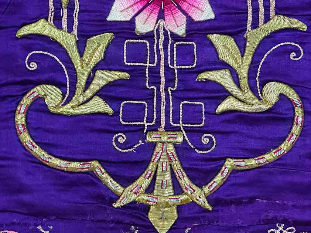 Antique Vietnamese Catholic Nurturing Bird Cross Design Chasuble Authentic Ecclesiastical Garment