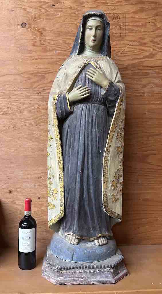 Very Large Antique Vietnamese Catholic Saint Figure St. Theresa of Avila