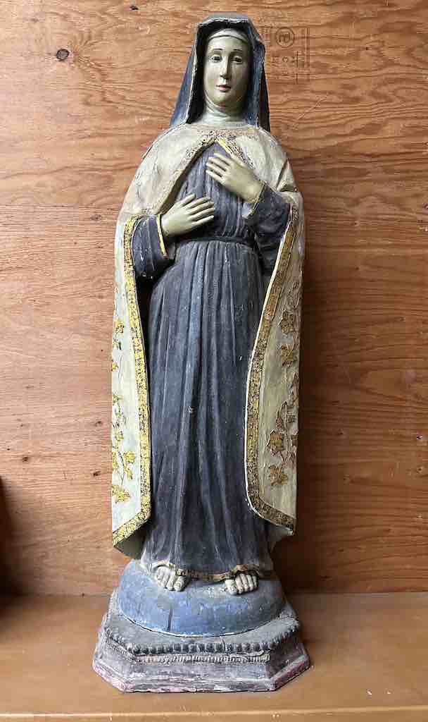 Very Large Antique Vietnamese Catholic Saint Figure St. Theresa of Avila