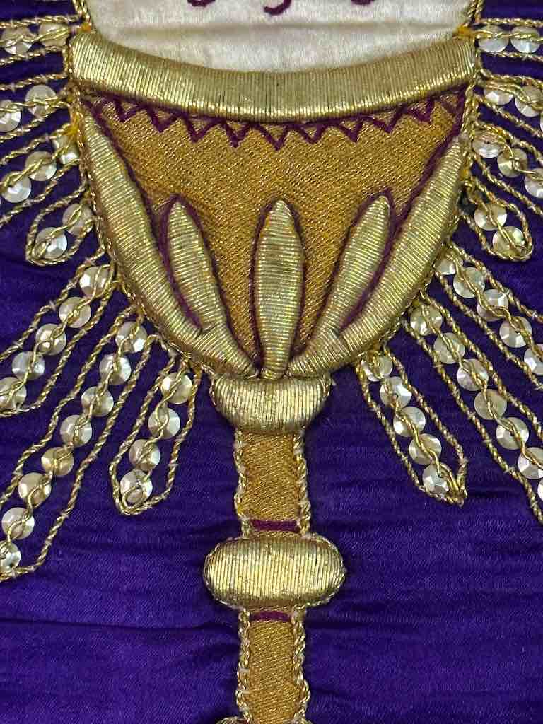 Antique Vietnamese Catholic IHS Chalice Design Chasuble Authentic Ecclesiastical Garment
