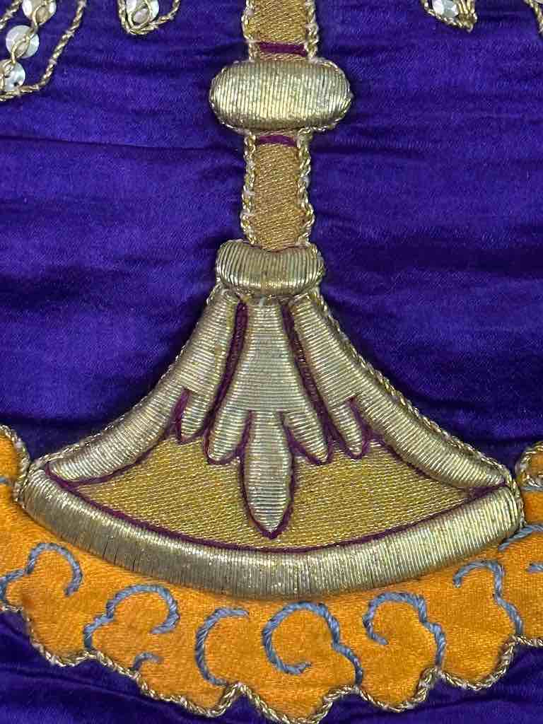Antique Vietnamese Catholic IHS Chalice Design Chasuble Authentic Ecclesiastical Garment